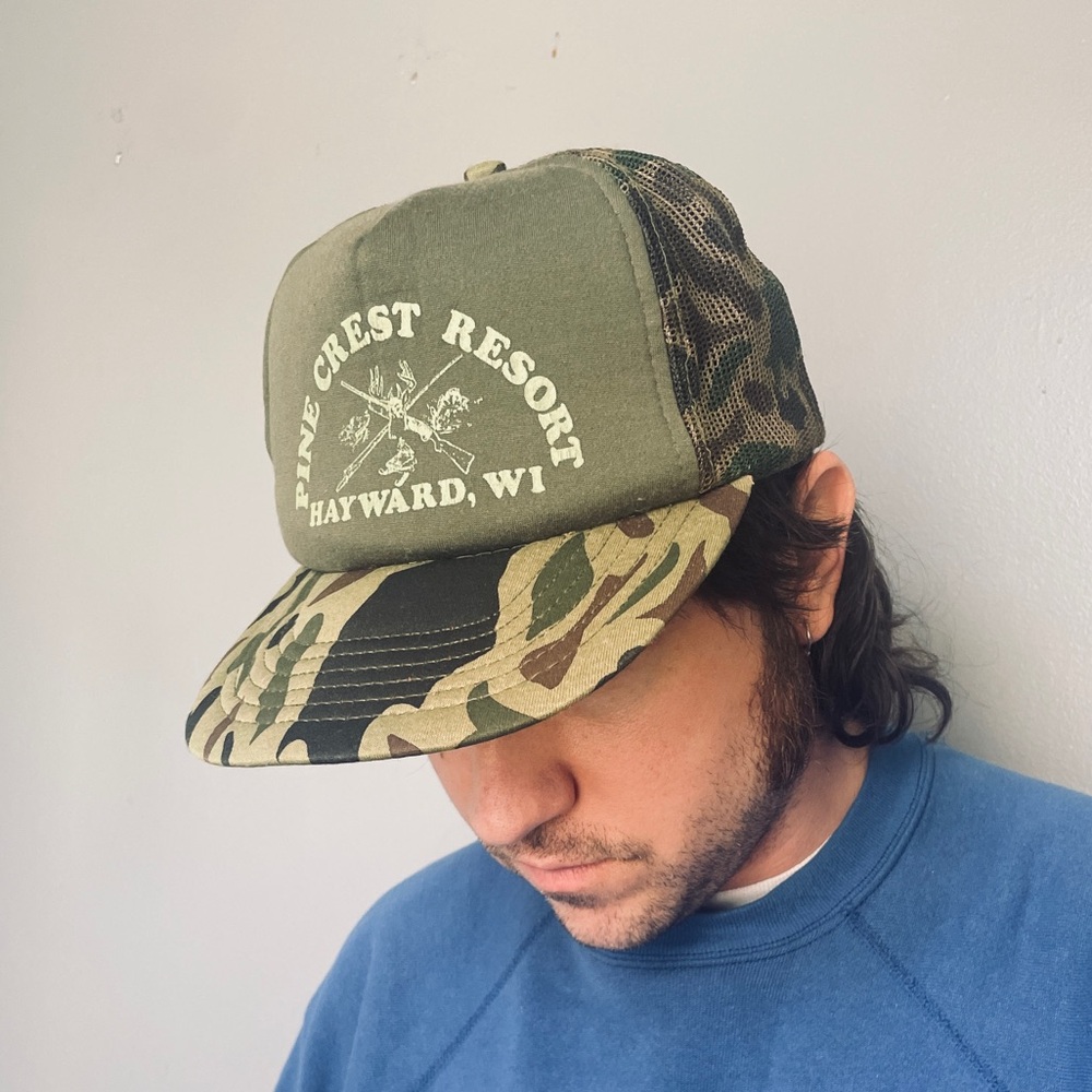 Vintage Camo camouflage mesh sport trucker hat cap 80s